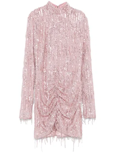 Rotate Birger Christensen Sequinned Fringed Mini Dress In Pink