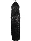 Rotate Birger Christensen Sequin-embellished Halterneck Midi Dress In Black