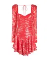 Rotate Birger Christensen Ruffled Sequined Lace Mini Dress In Red