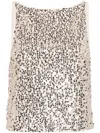 Rotate Birger Christensen Sequinned Mesh Tank Top In Neutrals