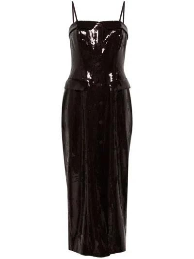Rotate Birger Christensen Maxi Dress In Brown