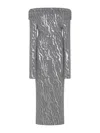 Rotate Birger Christensen Sequined Off-the-shoulder Midi Dress In Gray