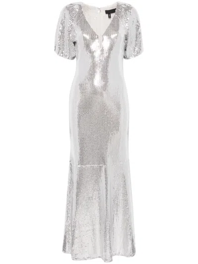 Rotate Birger Christensen Sequinned Midi Dress In Grey