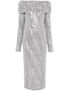 Rotate Birger Christensen Sequinned Midi Dress In Grey