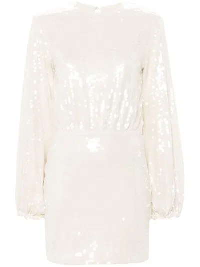 Rotate Birger Christensen Sequin Embellished Puff Sleeve Mini Dress In White
