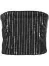 Rotate Birger Christensen Rotate Cropped Top With Sequined Stripes In Black
