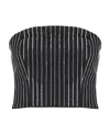 Rotate Birger Christensen Rotate Cropped Top With Sequined Stripes In Black
