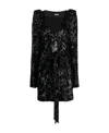 Rotate Birger Christensen Sequinned-tulle Wrap Minidress In Black