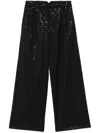 Rotate Birger Christensen Wide Pants With Sequins. In Black