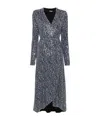 Rotate Birger Christensen Sequinned Wrap Midi Diress In Black