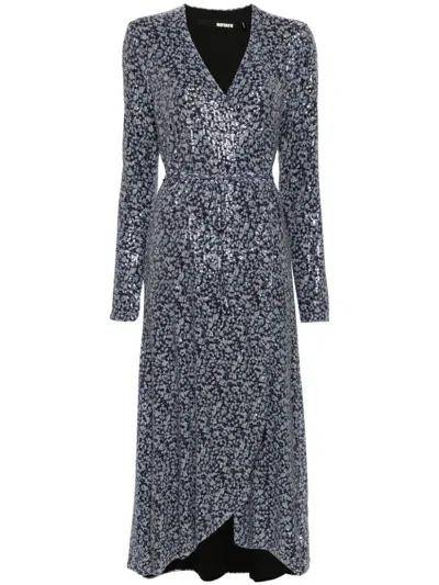 Rotate Birger Christensen Sequinned Wrap Midi Diress In Purple