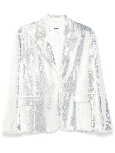 Rotate Birger Christensen Sequins Blazer In Silver