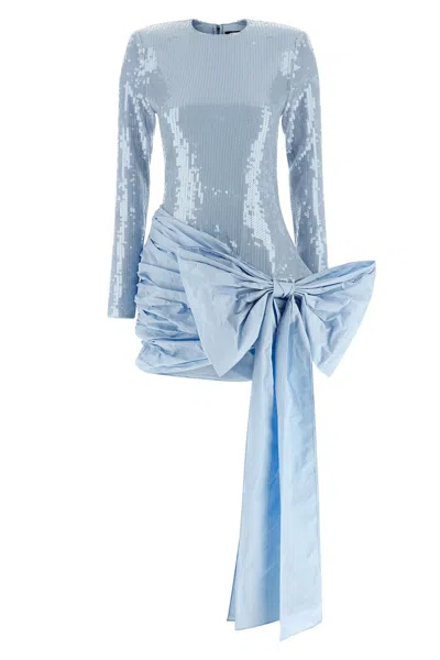 Rotate Birger Christensen Rotate Sequins Bow Mini Dress In Blue