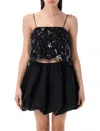Rotate Birger Christensen Rotate Fitted Black Sequins Crop Top