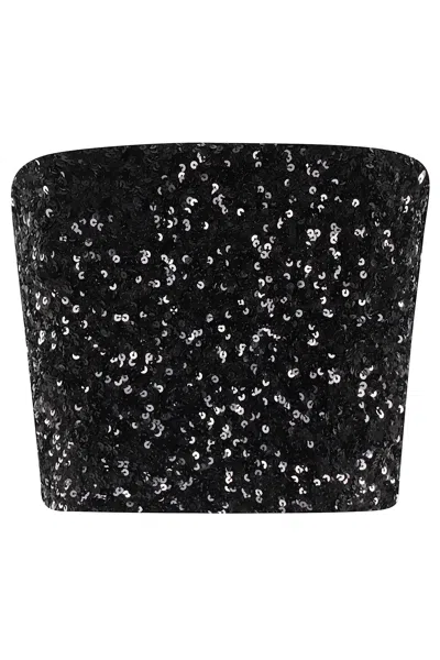 Rotate Birger Christensen Rotate Top Crop Sequins In Black