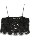 Rotate Birger Christensen Rotate Fitted Black Sequins Crop Top In Black