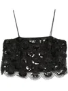 Rotate Birger Christensen Rotate Fitted Black Sequins Crop Top In Black