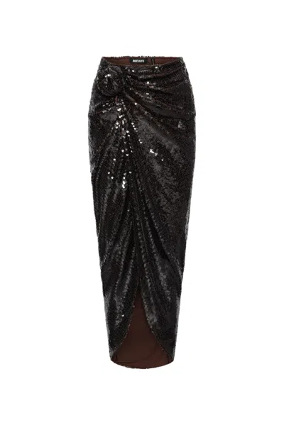 Rotate Birger Christensen Sequins Draped Front-knot Midi Skirt In Black