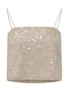 Rotate Birger Christensen Sequins Flowers Top In Silver Birch