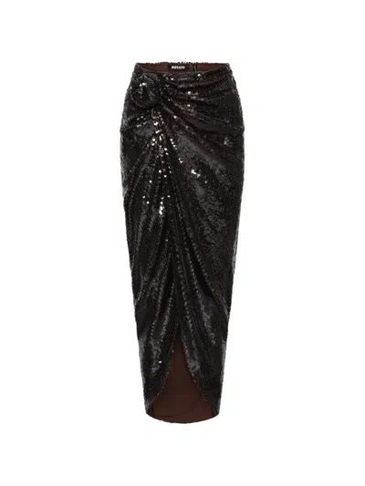 Rotate Birger Christensen Sequins Knot Skirt In Black