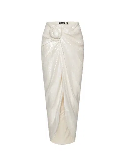Rotate Birger Christensen Sequins Knot Skirt In White
