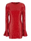 Rotate Birger Christensen Red Mini Backless Dress With All-over Sequins In Red