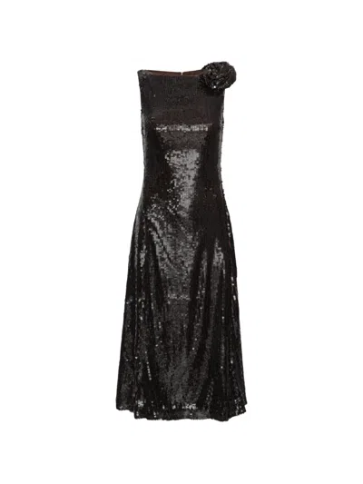 Rotate Birger Christensen Rotate Birgerchristensen Sequins Midi Flared Dress In Black
