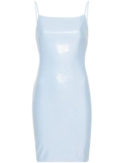 ROTATE BIRGER CHRISTENSEN MINI LIGHT BLUE DRESS WITH SEQUINS IN STRETCH FABRIC WOMAN