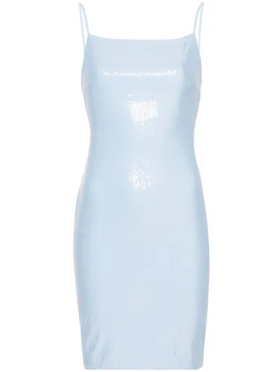 Rotate Birger Christensen Sequins Midi Slip Dress In Clear Blue