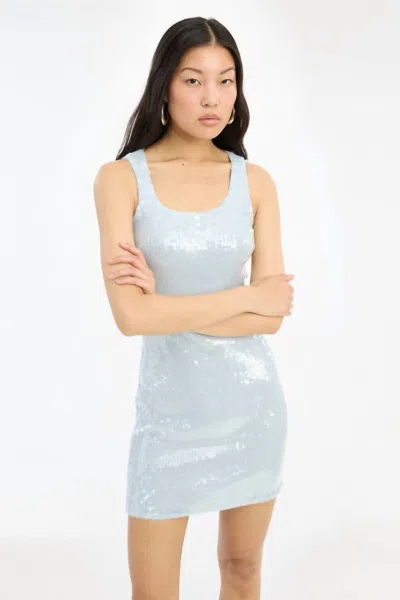 Rotate Birger Christensen Sequins Mini Dress In Silver In Blue