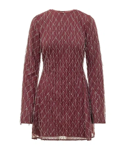 Rotate Birger Christensen Sequins Mini Flared Dress In Red