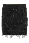 Rotate Birger Christensen Mini Skirt With Abstract Sequin And Bead Embellishments In Black