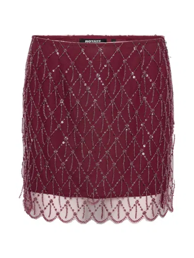 Rotate Birger Christensen Sequins Scalloped Hem Sequined Mini Skirt In Brown