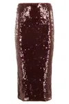 Rotate Birger Christensen Bordeaux Sequin Pencil Skirt In Red