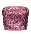 Rotate Birger Christensen Rotate Women Pink Crop Top With All-over Sequins In Recycled Fabric Woman In Purple