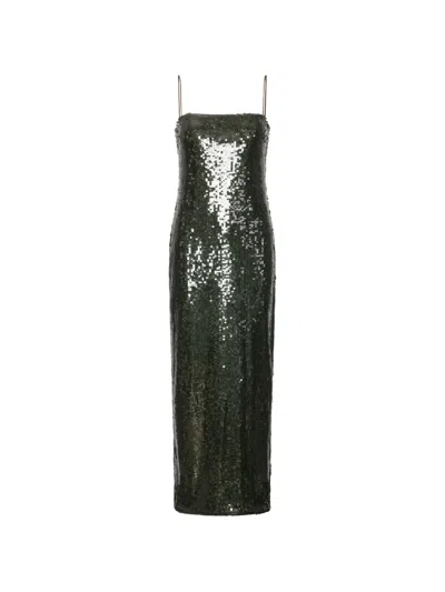 Rotate Birger Christensen Rotating Sequined Halter Dress In Green