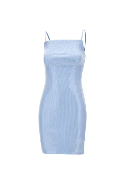 Rotate Birger Christensen Sequins Slip Mini Dress In Light Blue