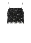 Rotate Birger Christensen Rotate Black Crop Top With Scalloped Sequin Embellishment