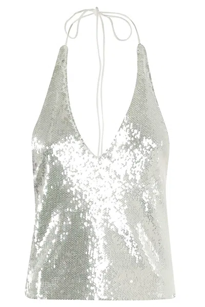 Rotate Birger Christensen Sequins Top In Gray