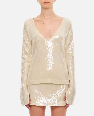 ROTATE BIRGER CHRISTENSEN SEQUINS V-NECK TOP