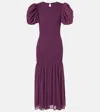 ROTATE BIRGER CHRISTENSEN SHIRRED CHIFFON MAXI DRESS