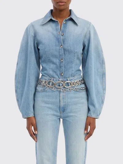 Rotate Birger Christensen Rotate Denim Shirt In Blue