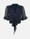Rotate Birger Christensen Chiffon Tied Top In Blue