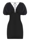 Rotate Birger Christensen Embellished Mini Dress With Rouched Sleeves In Black