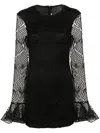 Rotate Birger Christensen Shiny Flounce Mini Dress In Black
