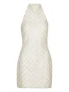 Rotate Birger Christensen Cream Mini Dress With All-over Sequins And Halter Neck In White