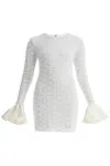 Rotate Birger Christensen Short Mesh Dress With Bows In White