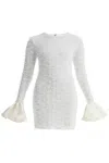 Rotate Birger Christensen Short Mesh Dress With Bows In White