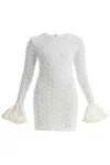 Rotate Birger Christensen Short Mesh Dress With Bows In White