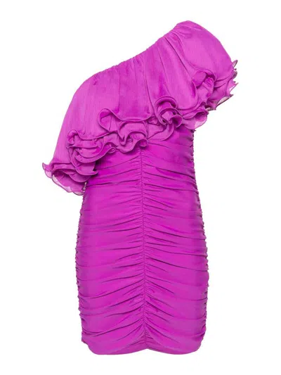 Rotate Birger Christensen Short One-shoulder Dress In Purple